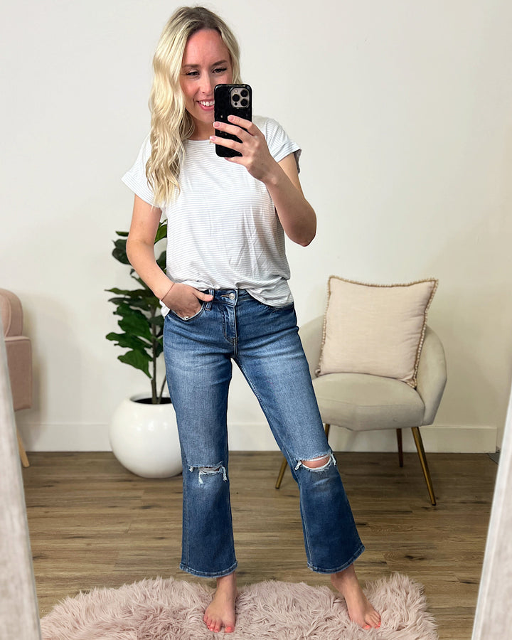 Lovervet Audrey Distressed Knee Straight Jeans  Vervet   