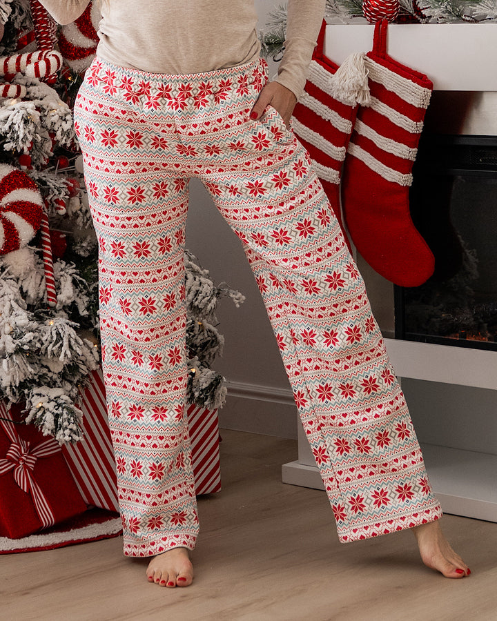 NEW! Ampersand Ave Comfort Zone Comfy Pants - Frosted Fair Isle