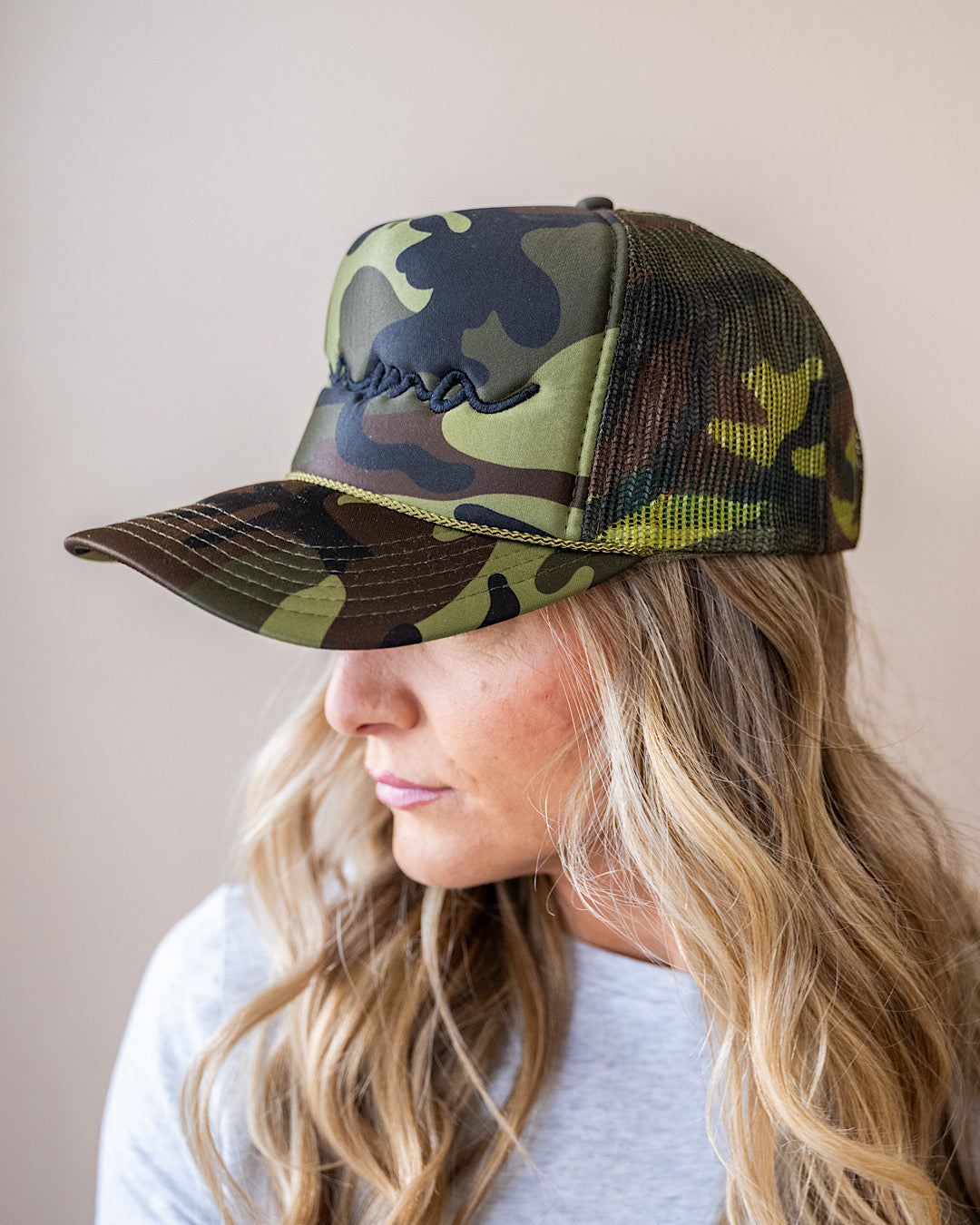 NEW! Mama Camo Trucker Hat - Army Green