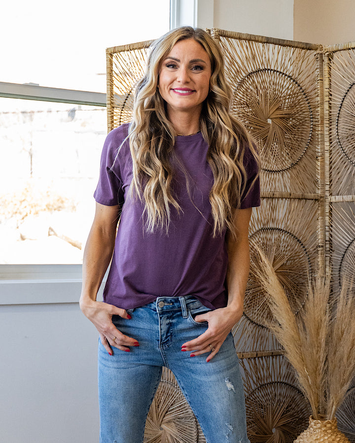 NEW! Mono B Classic Boxy Fit Tee - Merlot Mono B