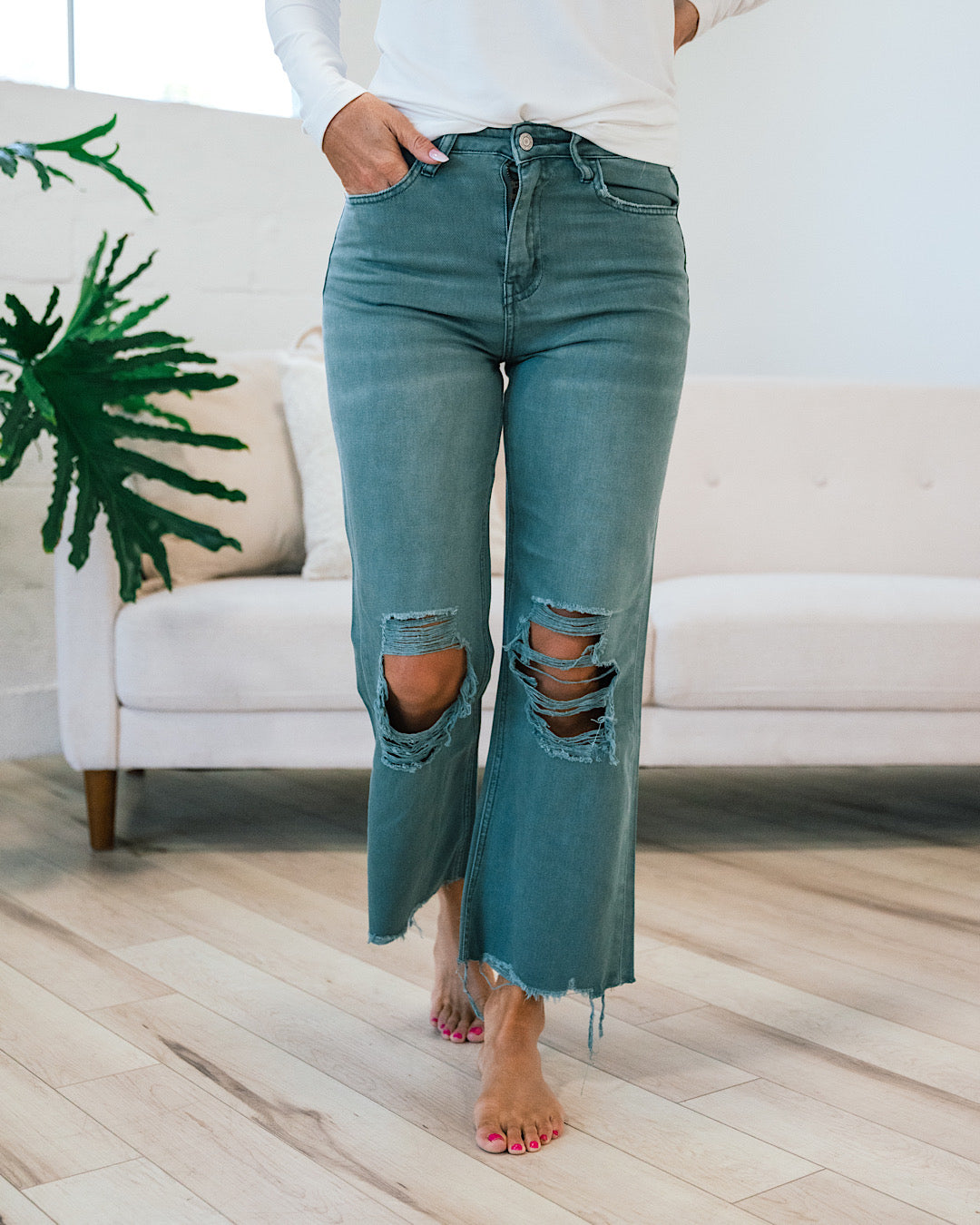 Vervet 90's Crop Flare Jeans - Color Options Available! Arrow Twenty Two Mallard Green