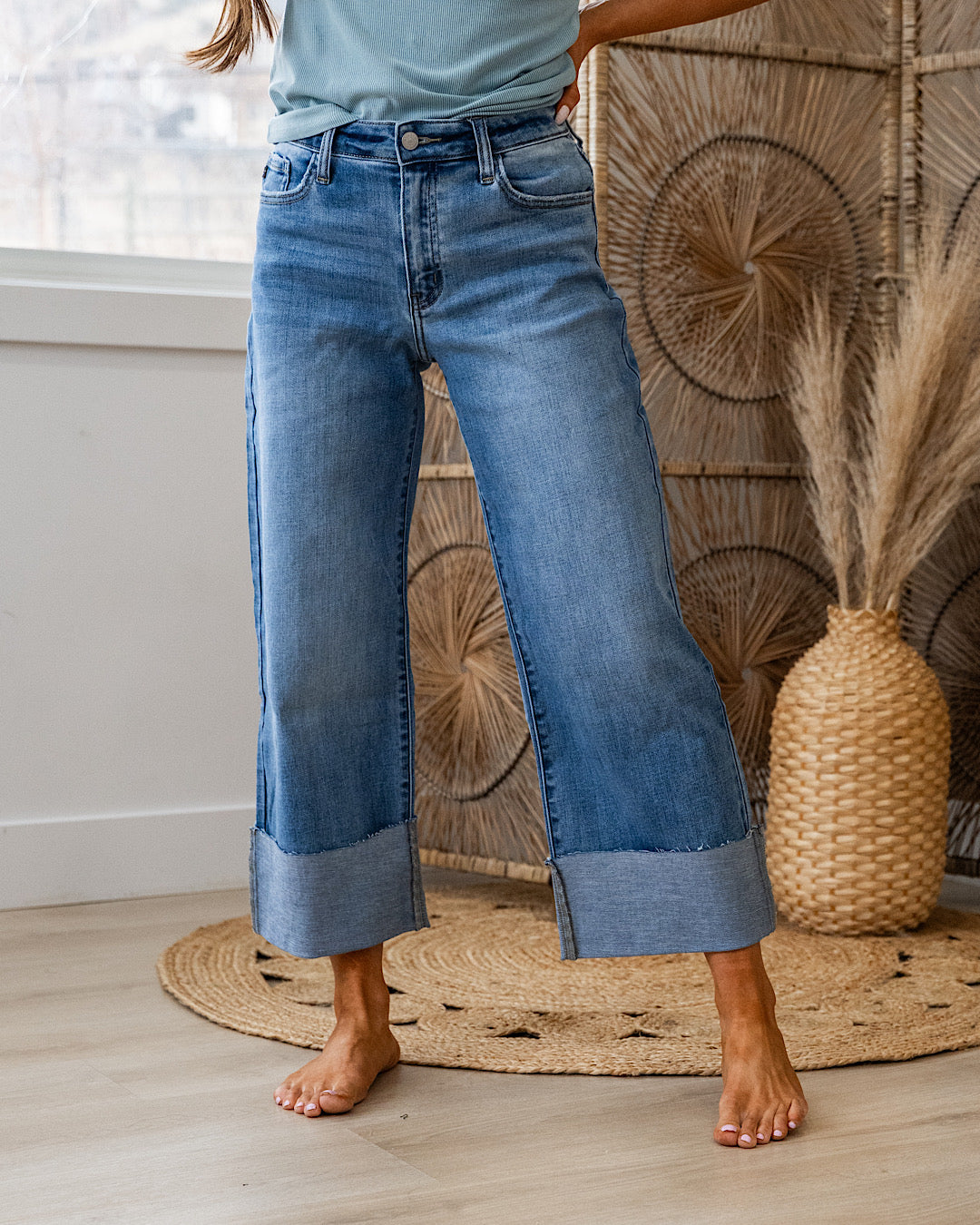 NEW! KanCan That Feeling Rolled Hem Wide Leg Jeans KanCan