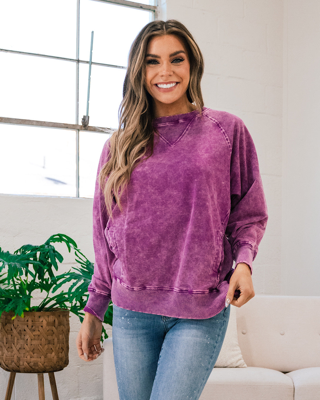 Girlfriend Crewneck Sweatshirt - Color Options Available! Zenana Ash Light Plum