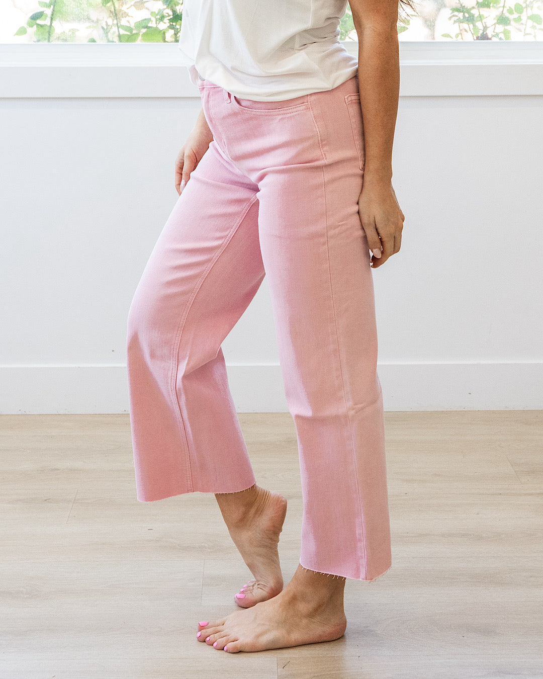 NEW! Vervet Skye Wide Leg Non Distressed Crop Jeans - Pink