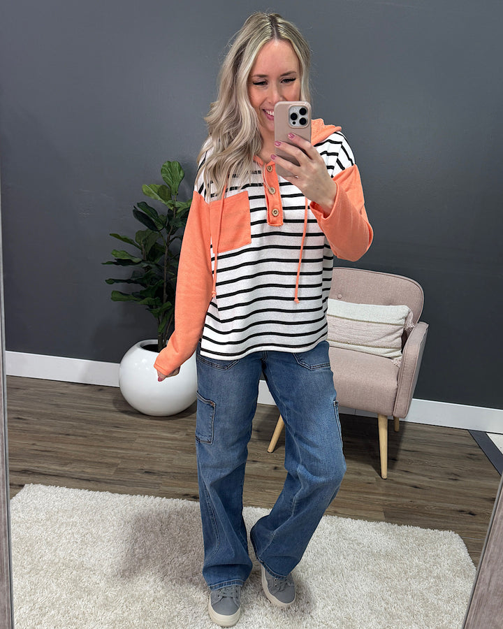 Adria Striped Hooded Top - Tangerine Lovely Melody