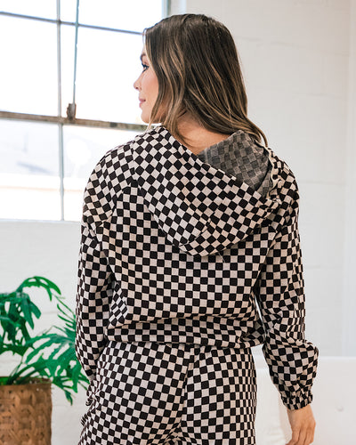 You Got Me Checkered Half Zip Hoodie FINAL SALE  Ces Femme   