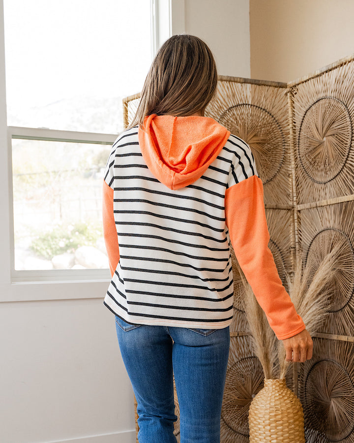 Adria Striped Hooded Top - Tangerine Lovely Melody