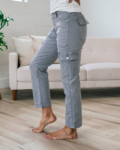 KanCan Avery Straight Leg Cargo Jeans - Gray  KanCan   