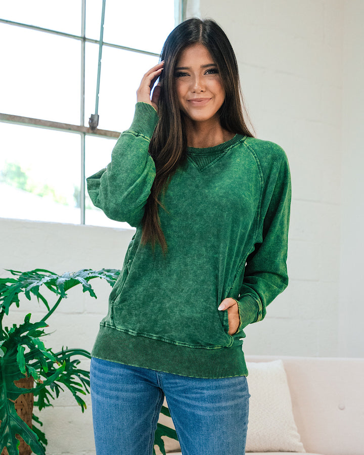 Girlfriend Crewneck Sweatshirt - Color Options Available! Zenana Ash Dark Green