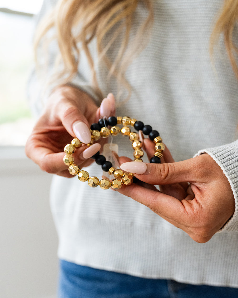 Wooden Black and Gold Bracelet Set  Trendy Wholesale   