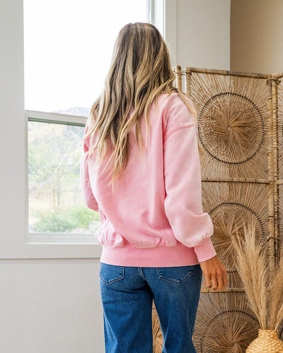 NEW! Boyfriend Crewneck Sweatshirt - Dark Pink Zenana