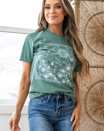 NEW! Sunshine and Floral Green Tee  Kissed Apparel   