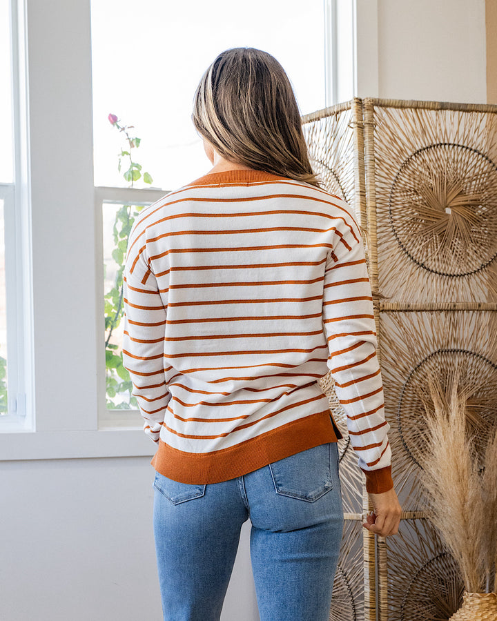 NEW! Rosie Fine Knit Striped Sweater - Ivory & Copper