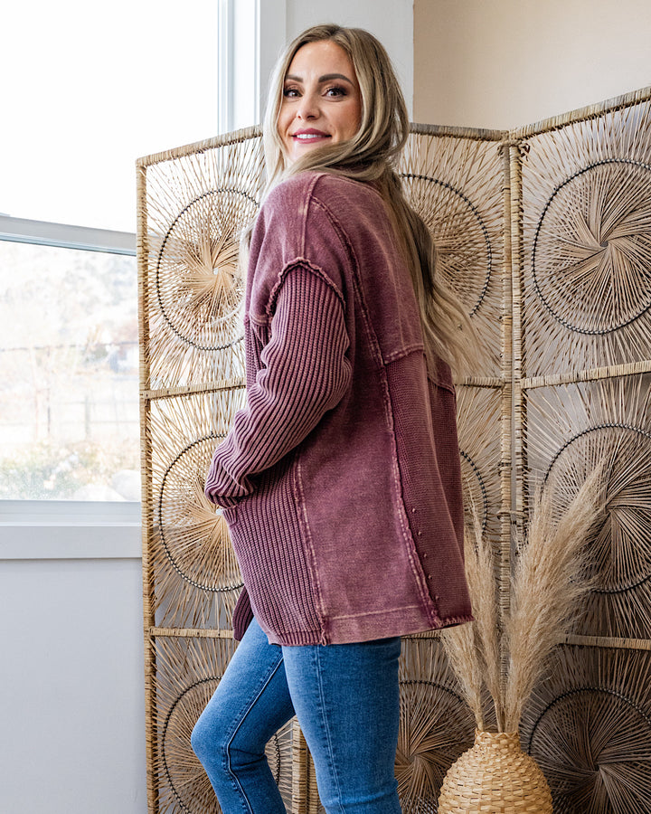 NEW! Beth Vintage Knit Grandpa Cardigan - Red Bean Easel