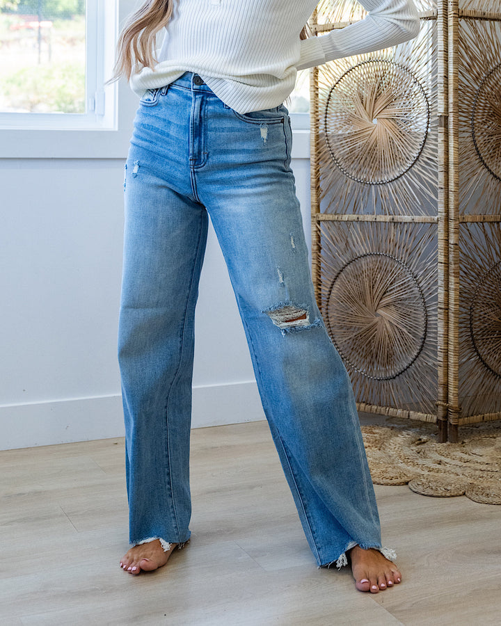 Hidden Nicole Distressed Dad Jeans  Hidden   