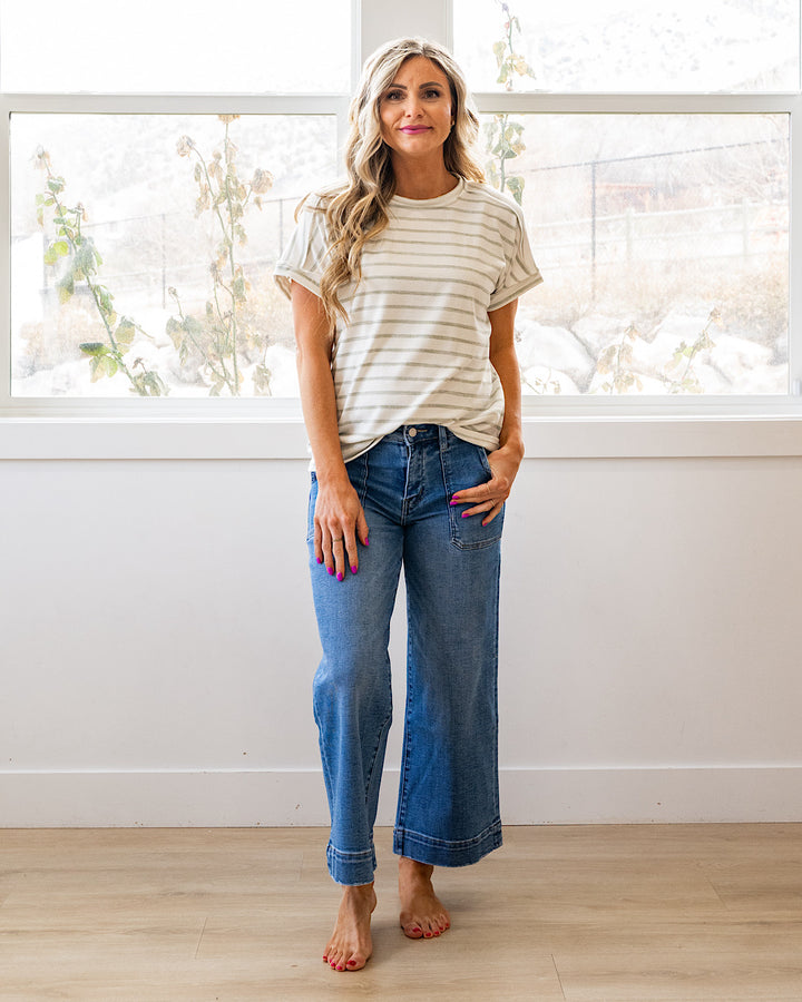 NEW! Madison Striped Top - Sage