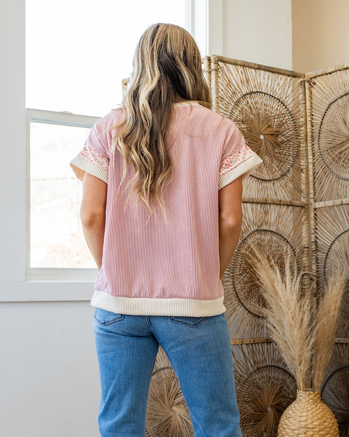 Sierra Corded Color Block Top - Mauve Lovely Melody