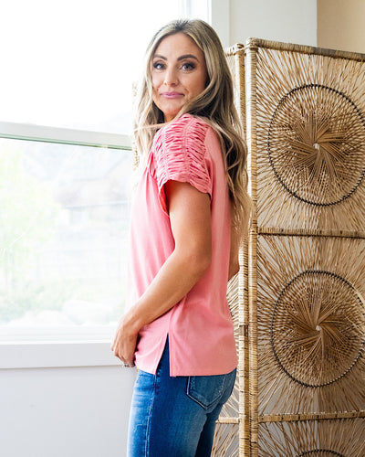 Anne Smocked Shoulder Top - Dusty Pink  Bibi   