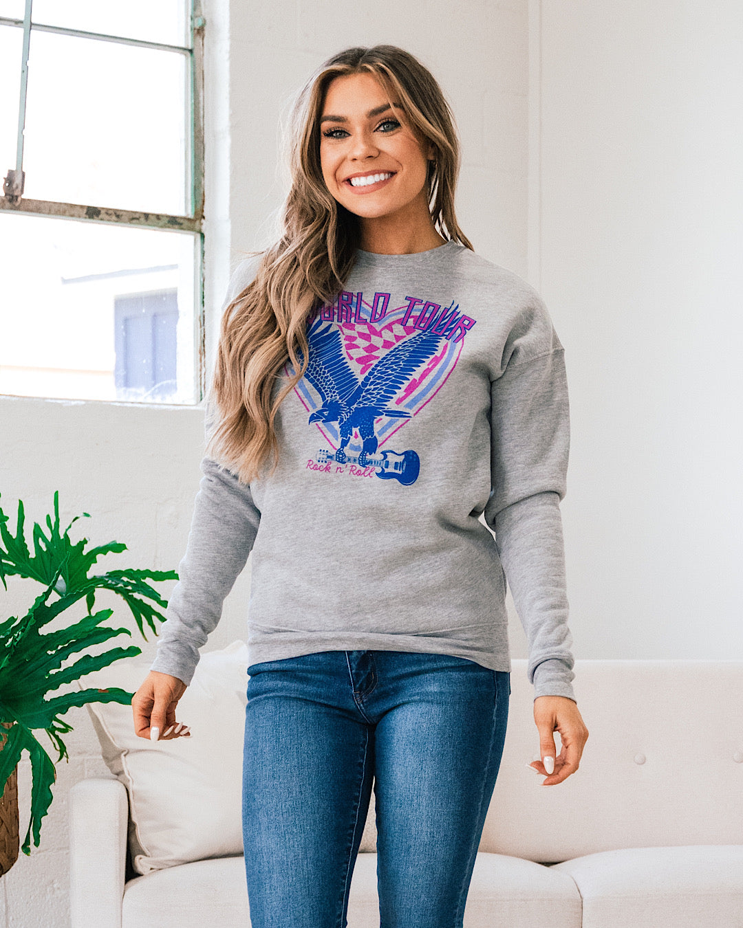 World Tour Heather Gray Sweatshirt FINAL SALE  Oat Collective   