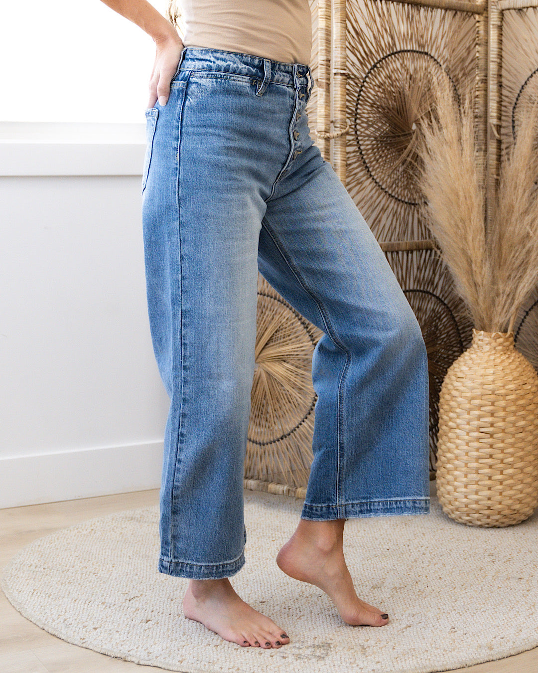 KanCan Eleanor Non Distressed Wide Leg Jeans  KanCan   