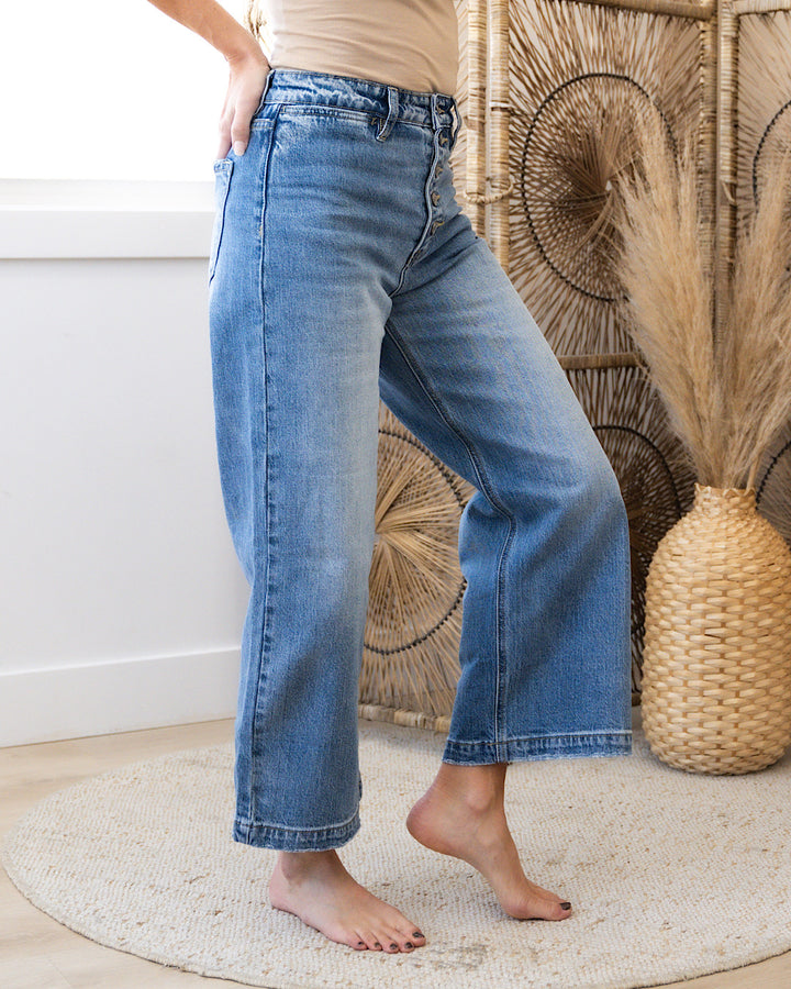 KanCan Eleanor Non Distressed Wide Leg Jeans  KanCan   