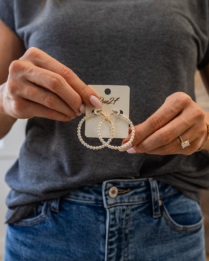 NEW! Pearl Beaded Hoop Earrings Trendy Wholesale