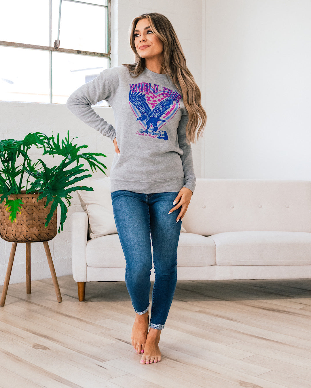 World Tour Heather Gray Sweatshirt FINAL SALE  Oat Collective   