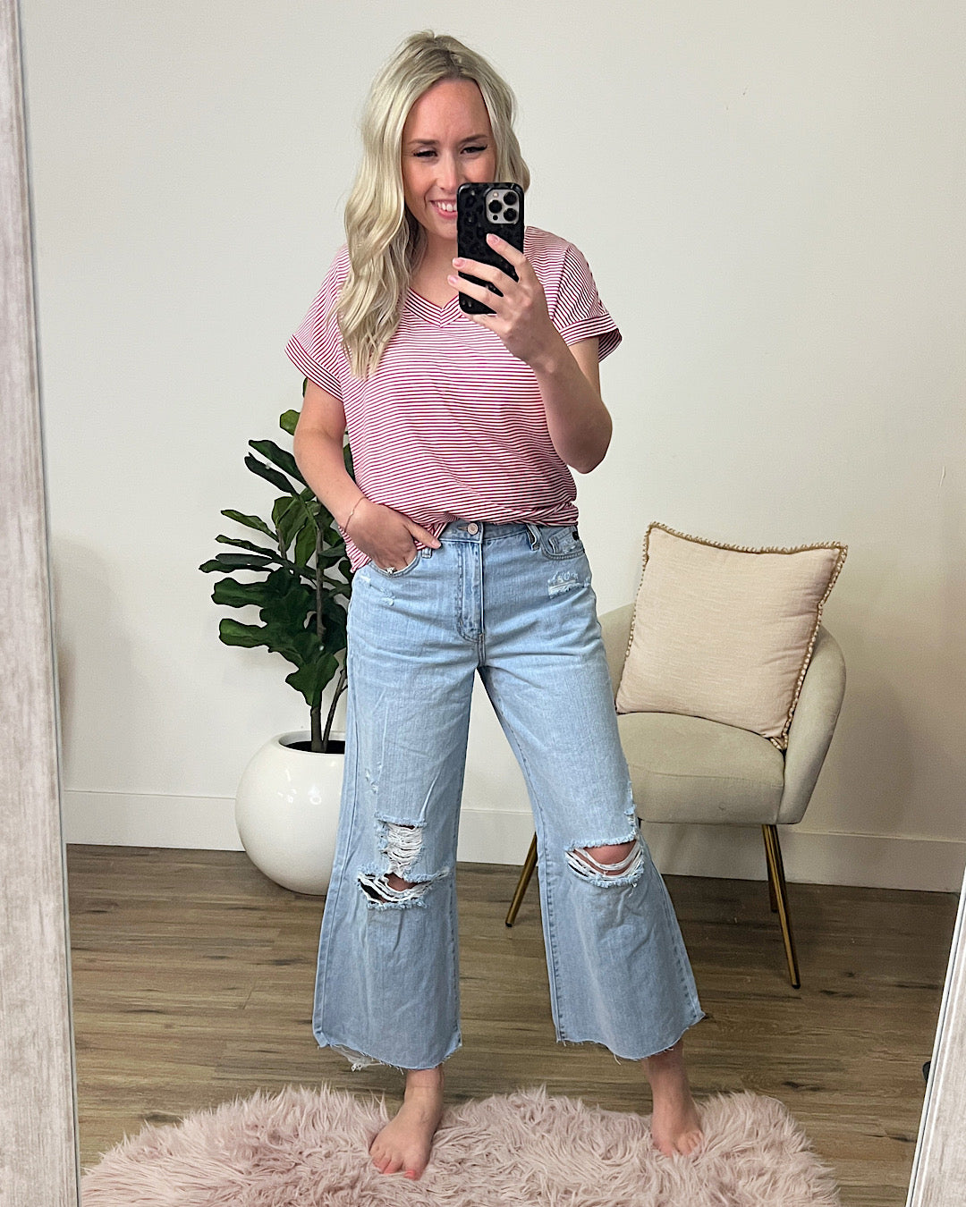 KanCan Olivia Distressed Wide Leg Jeans  KanCan   