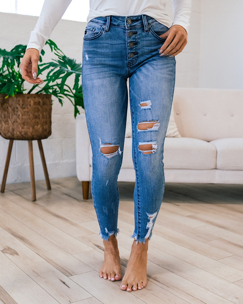 KanCan Maren Button Up Distressed Jeans FINAL SALE  KanCan   