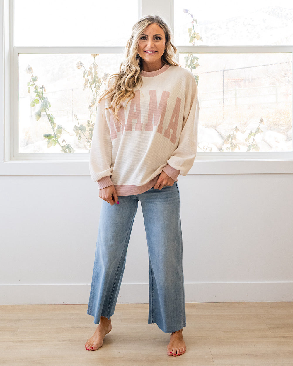 Mama Cloud Knit Long Sleeve Top - Cream & Rose Tres Bien