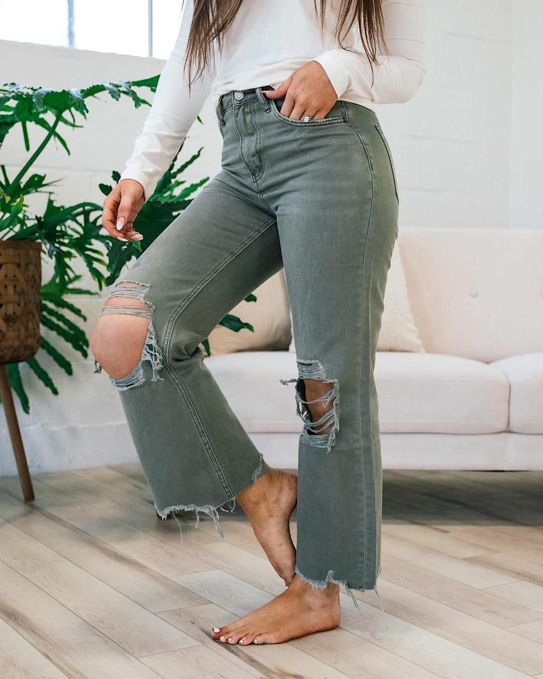 Vervet Beetle 90's Crop Flare Jeans  Vervet   