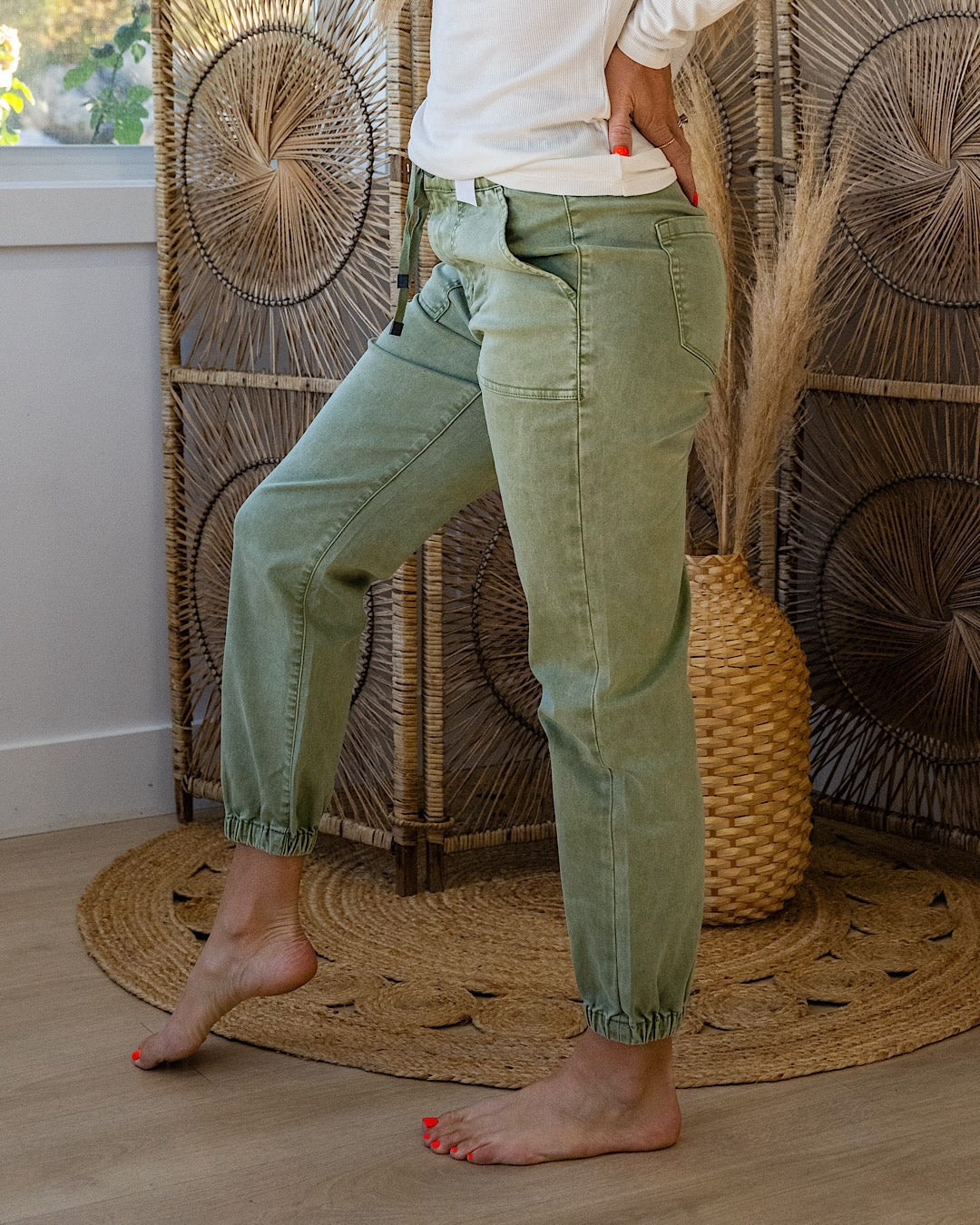 NEW! Mica Notice Me Jogger Jeans - Olive