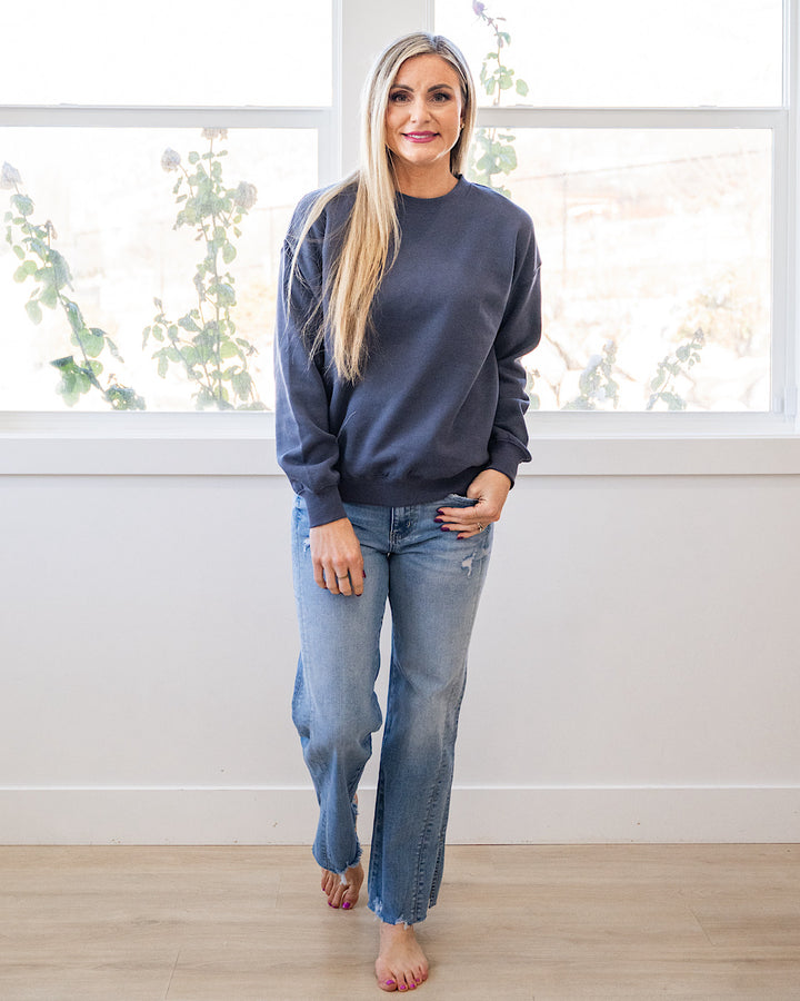 NEW! The Go To Fleece Crewneck Sweatshirt - Denim Blue Reflex