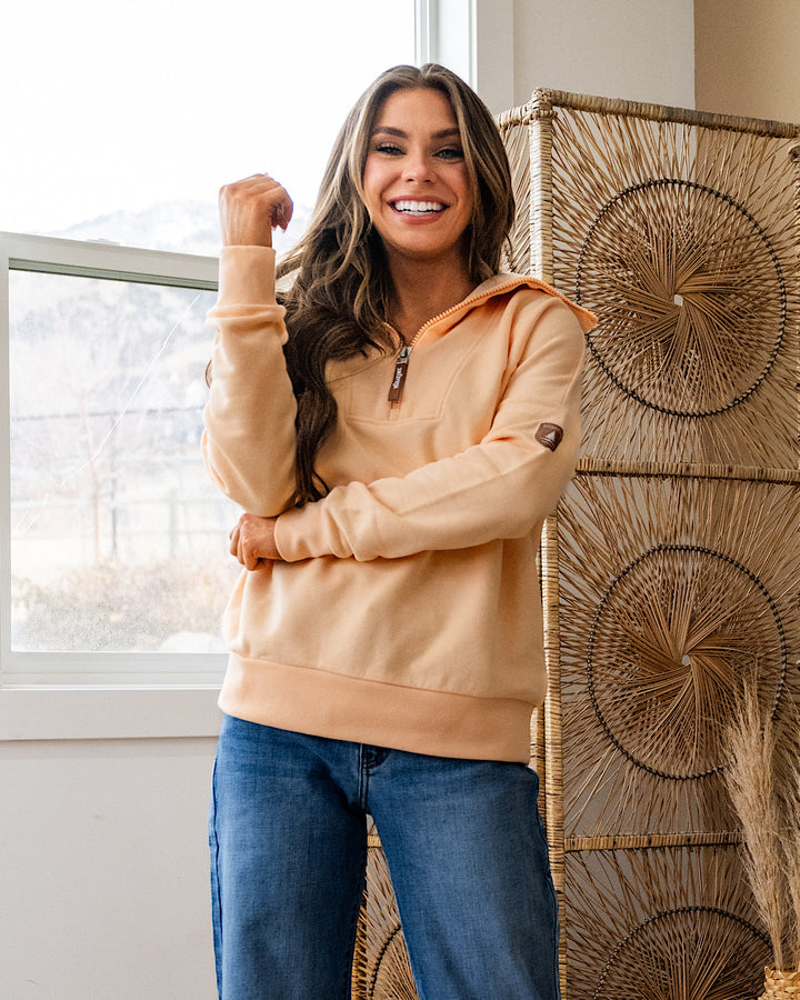 NEW! Wanakome Padma Half Zip Sweatshirt - Peach Wanakome