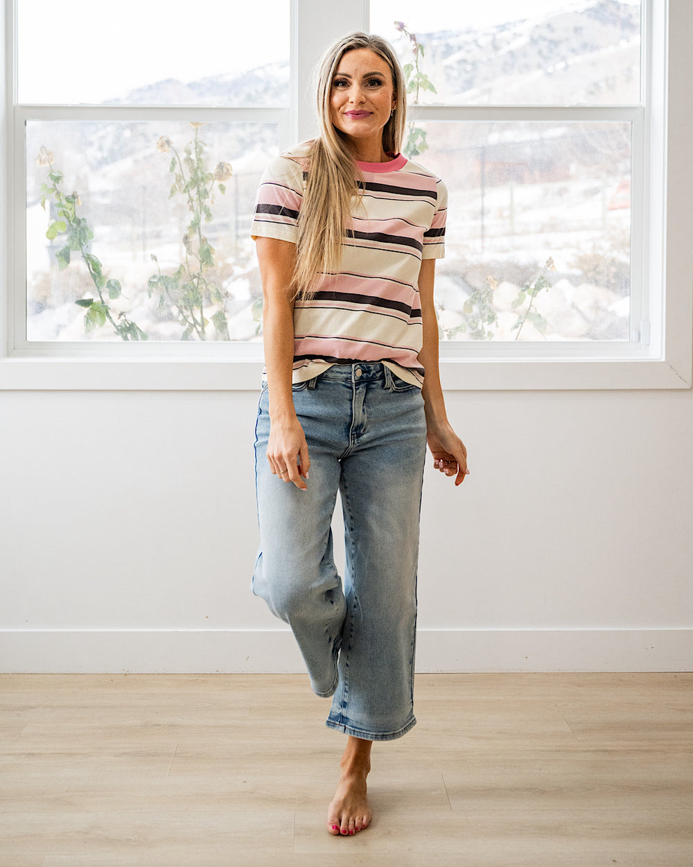 NEW! Anna Multi Stripe Top - Pink Staccato