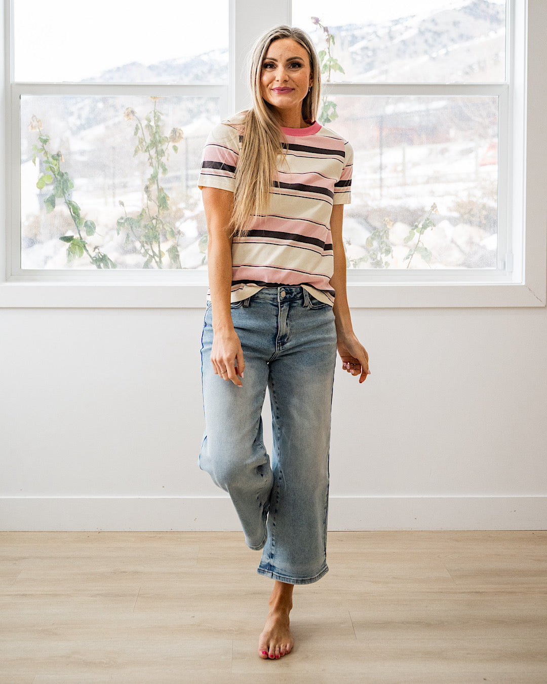 NEW! Anna Multi Stripe Top - Pink Staccato