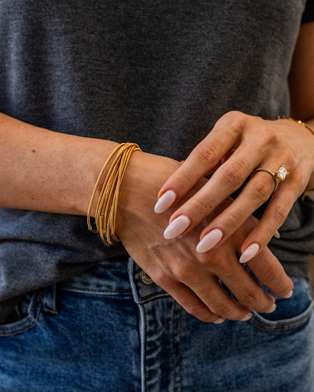 NEW! Guitar String Multi Layer Bracelet with Bead Accent - Gold Trendy Wholesale