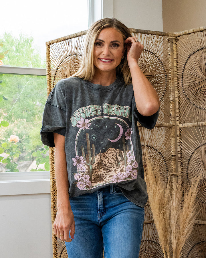NEW! Desert Dreams Black Mineral Wash Tee Zutter