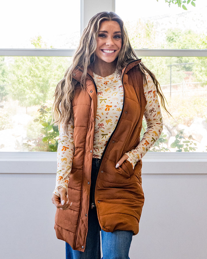 NEW! Harlow Long Vest - Cinnamon