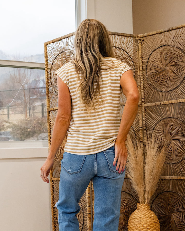 Erin Striped Twist Top - Mocha Staccato