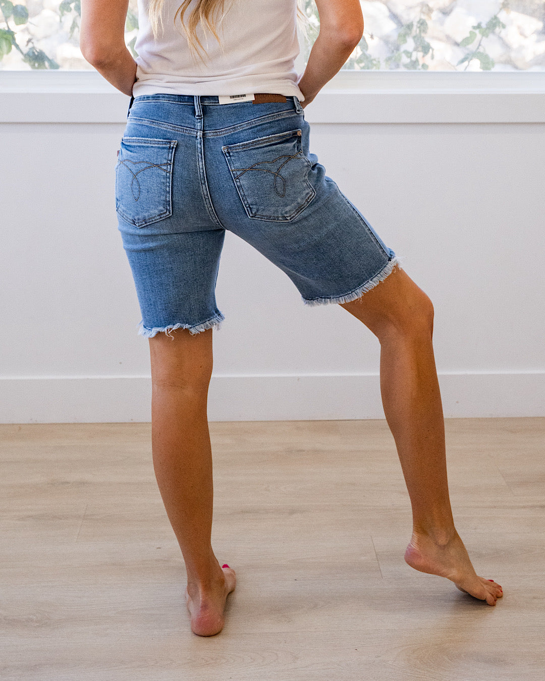 NEW! Judy Blue Britta Fray Hem Bermuda Shorts