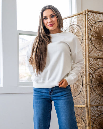 NEW! Cozy Crewneck Sweatshirt - Off White Zenana