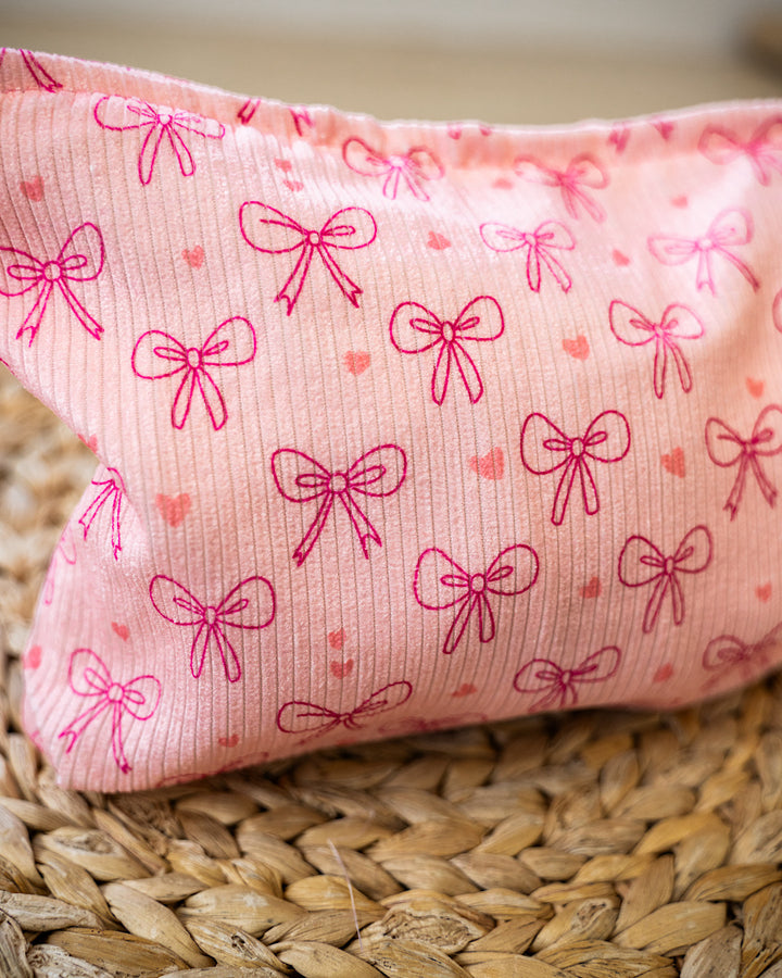 DOORBUSTER! Bow Pattern Makeup Bag - Pink