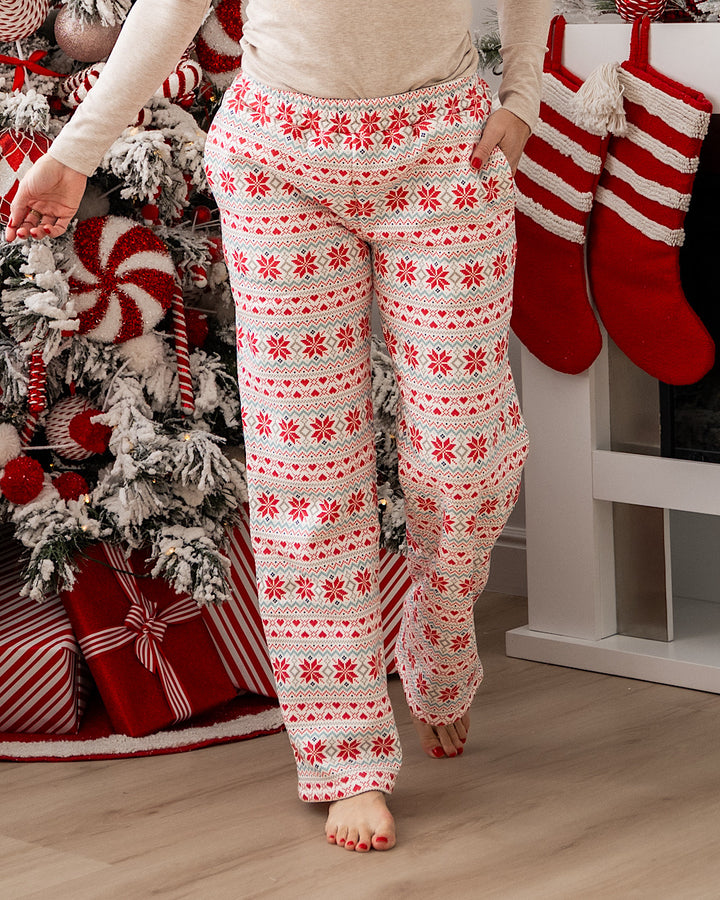 NEW! Ampersand Ave Comfort Zone Comfy Pants - Frosted Fair Isle