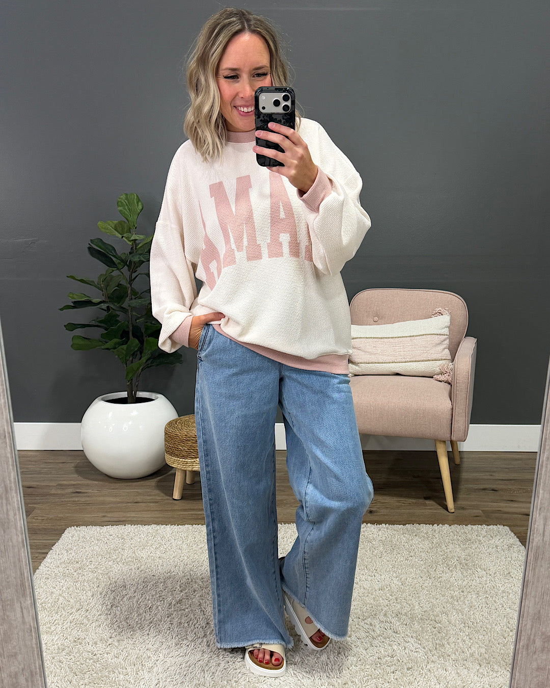 Mama Cloud Knit Long Sleeve Top - Cream & Rose Tres Bien