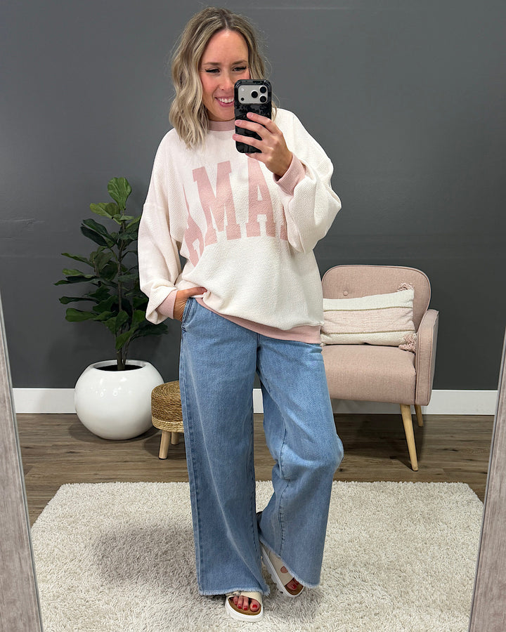 Mama Cloud Knit Long Sleeve Top - Cream & Rose Tres Bien