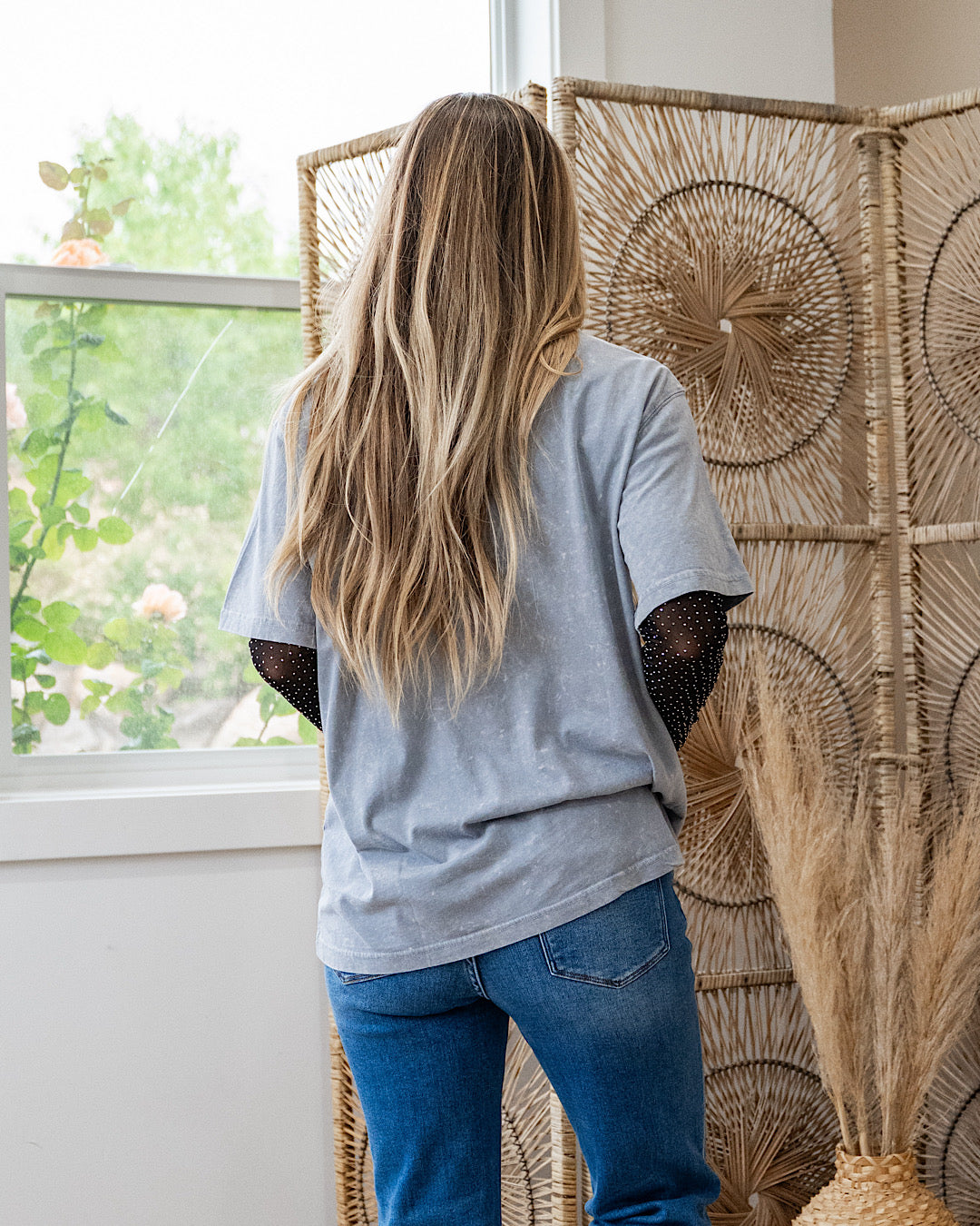 NEW! Free Bird Ice Gray Mineral Wash Tee