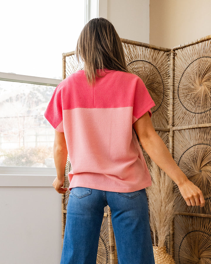 Karina Color Block Cloud Knit Top - Blossom & Pink Berry Tres Bien