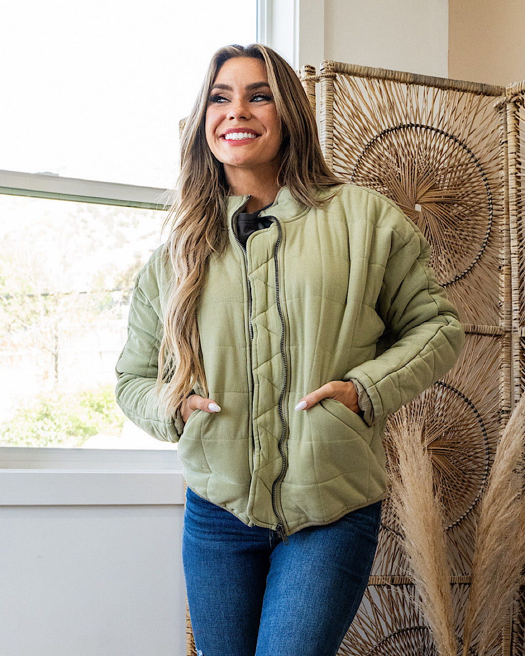 NEW! Quilted Puffer Jacket - Matcha Green Heyson