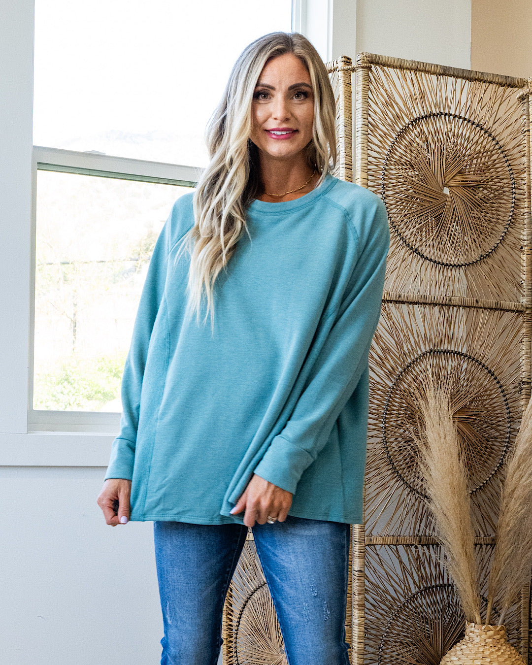 Adalyn Oversized Cozy Long Sleeve Top - Jade Sew In Love